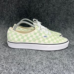 Vans Authentic Shoes Women's 10.5 Off White Mint Green Checkerboard Low Sneakers